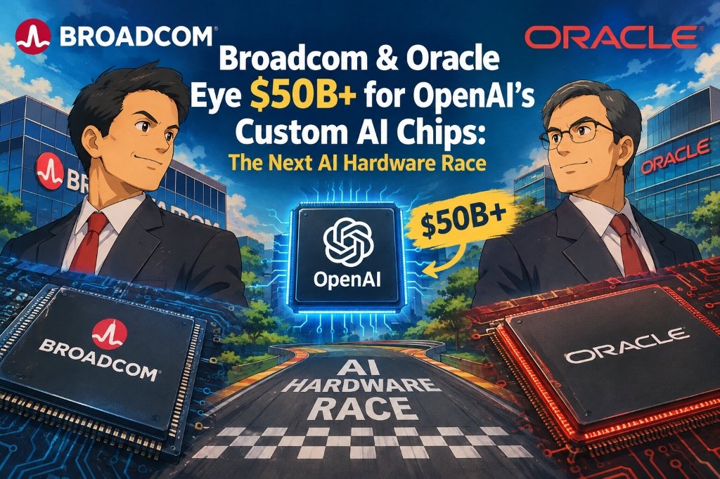 Broadcom & Oracle Eye $50B+ for OpenAI's Custom AI Chips: The Next AI Hardware Race - Studio Ghibli Editorial Visual
