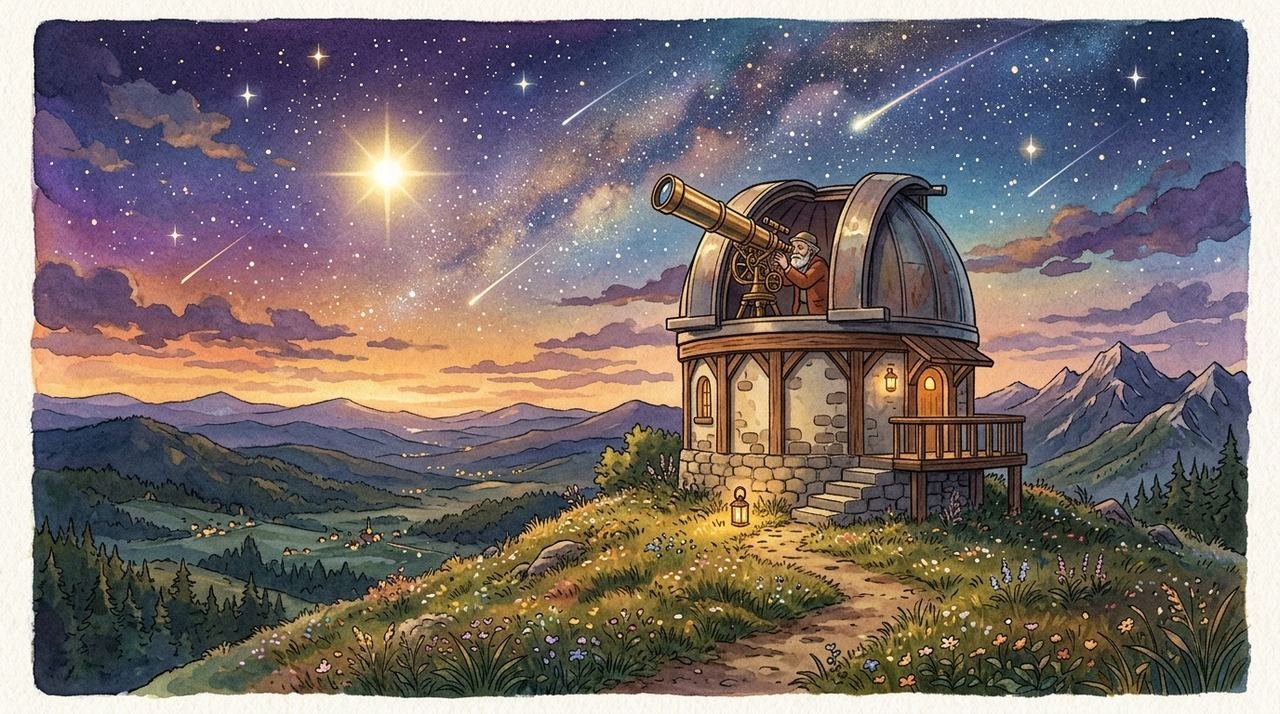 Studio Ghibli style watercolor illustration of a Canadian artificial intelligence research supercomputing lab in Montreal with snowy skyline