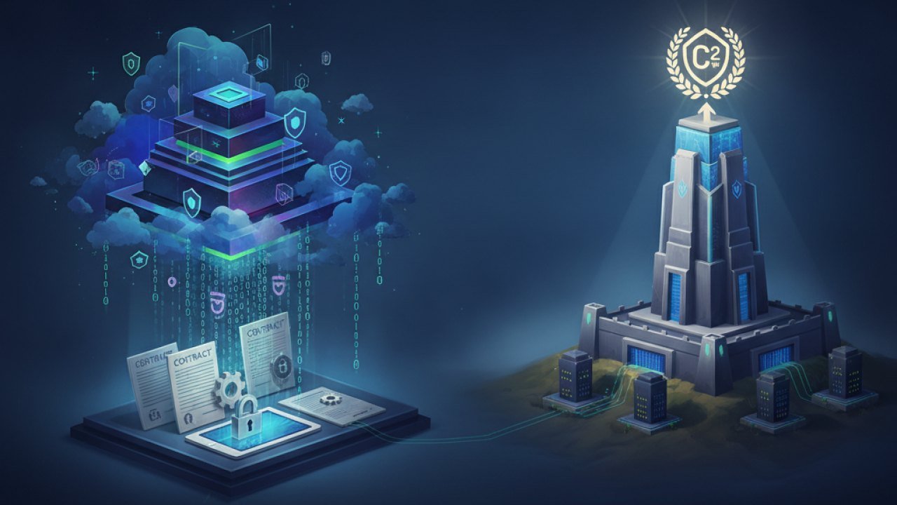 Defense Cloud Rule Hits Real Contracts: High Side Secures Key CMMC Level 2 Stamp - Editorial Visual