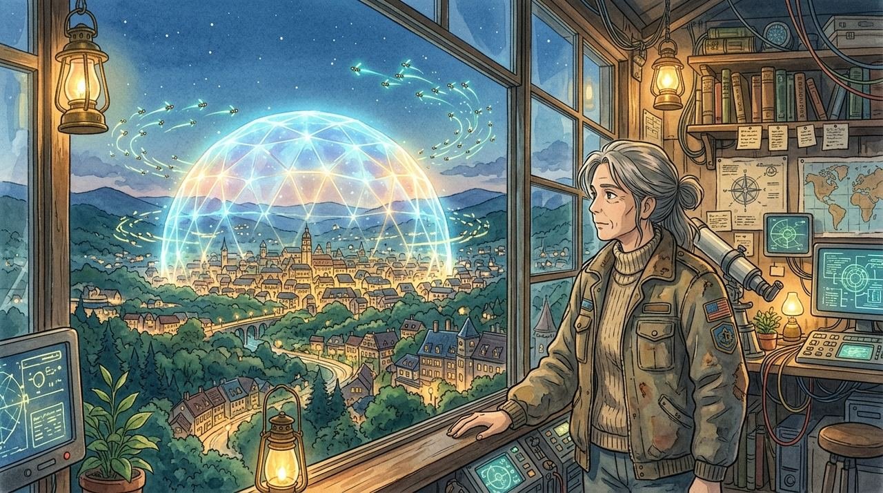 Studio Ghibli style watercolor illustration of a DevOps engineer securing cloud infrastructure as code with cryptographic locks