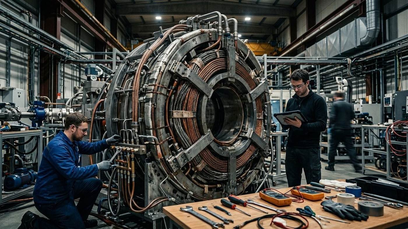 Superconducting magnet assembly in a fusion research lab