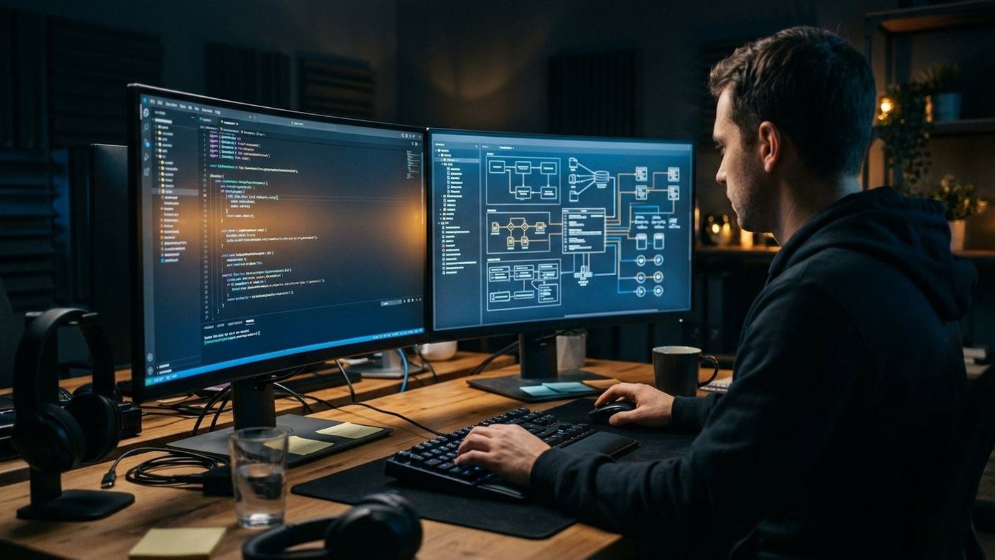An editorial illustration of an AI host application connected to several governed tool servers, each tagged with a scope label and an audit trail.