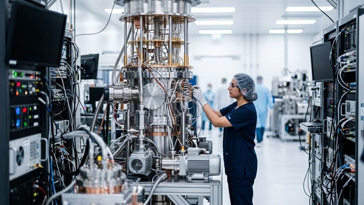 Quantum computer laboratory with a cryostat