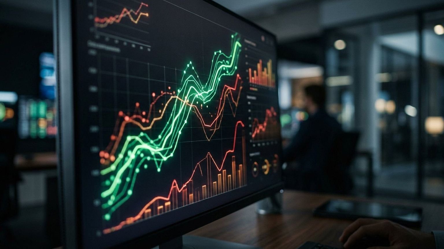An editorial illustration of a profit and loss statement where the cost-of-revenue line is made of stacked token counters and graphics cards.