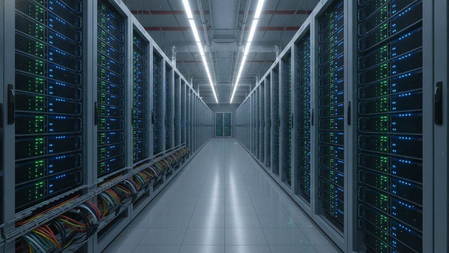An editorial illustration of GPU server nodes arranged on a grid, with one row highlighted as reserved capacity.